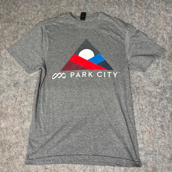 Gildan Other - Gildan Park City T-Shirt Mens Small Gray Geometric Mountain‎ Graphic